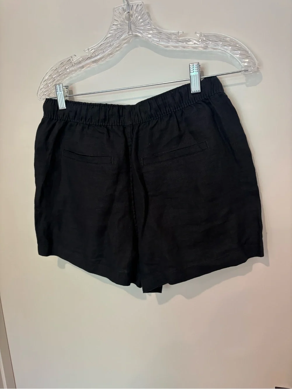 C&C California Black High-Waist Linen Drawstring Shorts M